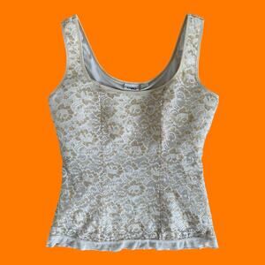 00's vintage floral lace y2k camisole bodycon tank top LARGE